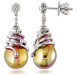 Freshwater Pearl ,diamond and white gold earrings.