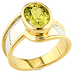 Green chrysoberyl gold ring.