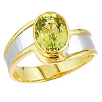 Green chrysoberyl gold ring.