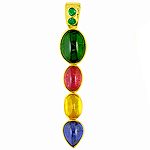 Green tourmaline and sapphires yellow gold pendant