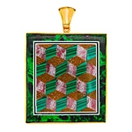 Intarsia silver pendant