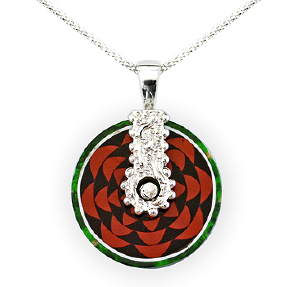 Intarsia silver pendant