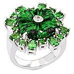 Mawsitsit ,tsavorite ,white sapphire and silver ring.