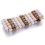 Multicoloured pearl four-row button stretch bracelet