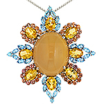 Opal,sapphire,citrine,topaz and silver pendant