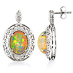 Opal ,white diamond and white gold earrings.