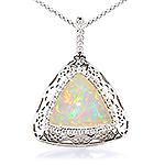 Opal ,white diamond and white gold pendant.