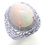 Opal ,white diamond and white gold ring.