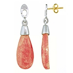 Pink rhodochrosite silver earrings