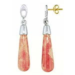 Pink rhodochrosite silver earrings