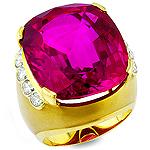 Pink rubellite and white diamond gold ring.