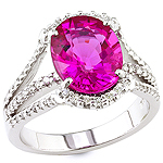 Pink rubellite and white diamond gold ring.