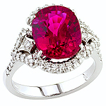 Pink rubellite and white diamond gold ring.