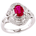 Pink ruby and white diamond gold ring.