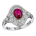 Pink ruby and white diamond gold ring.