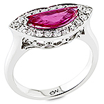 Pink ruby ,white diamond and white gold ring.