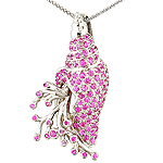 Pink sapphire and silver pendant