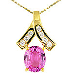 Pink sapphire and white diamond gold pendant