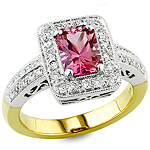 Pink sapphire and white diamond gold ring.