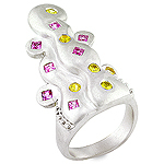 Pink sapphire,Yellow sapphire, and silver ring.