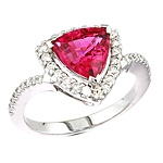 Pink spinel and white diamond gold ring.