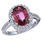 Pink tourmaline and white diamond gold ring