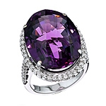 Purple amethyst and white diamond gold ring.