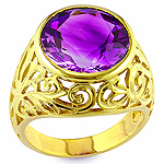 Purple amethyst and yellow gold ring.