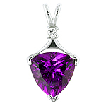 Purple amethyst,white diamond and white gold pendant