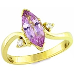 Purple spinel and white diamond gold ring.