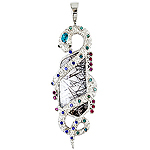 Quartz, zircon, rhodolite, sapphire, chrome tourmaline, tourmaline and silver pendant