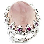 Quatz,pink sapphire and silver ring.