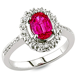 Red spinel and white diamond gold ring.