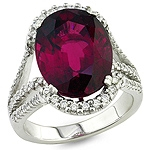 Rhodolite and white diamond gold ring.