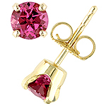 Rhodolite and yellow gold stud earrings.