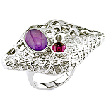 Rhodolite,chalcedony and silver ring.