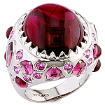 Rhodolite, sapphire and silver ring.