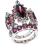 Rhodolite,white sapphire and silver ring.