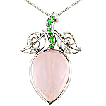 Rose quartz,sapphire,tsavorite  and silver pendant.