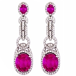 Rubelite and white diamond gold earrings