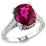 Rubellite and white diamond gold ring.