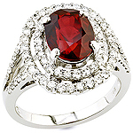 Ruby ,white diamond and white gold ring