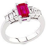 Ruby,white diamond and white gold ring.