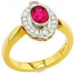 Ruby ,white diamond and yellow gold ring.