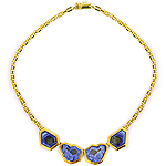 Sapphire slice gold choker necklace