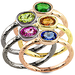 Sapphire,tsavorite,mali garnet and red gold ring.