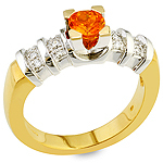 Spessartite ,white diamond ,white gold and yellow gold ring.