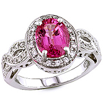 Spinel and white diamond gold ring.