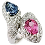 Spinel and white diamond gold ring.