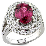 Spinel and white diamond gold ring
